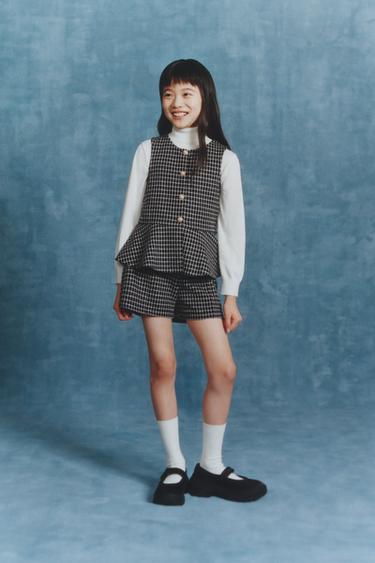 CHECKED TEXTURED BERMUDA SHORTS - Black / White by Zara