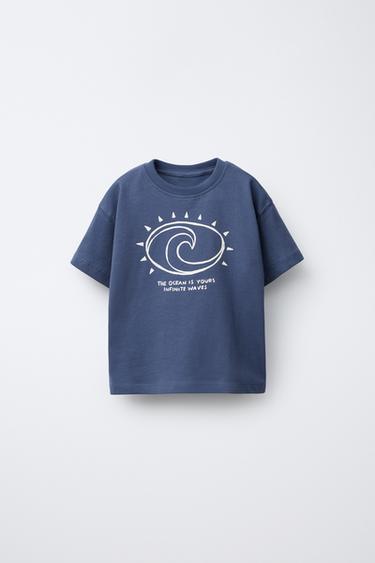 PRINTED T-SHIRT - Navy blue by Zara - Image 0