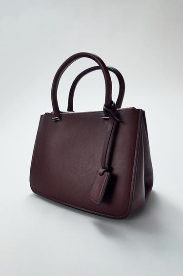 MINI CITY BAG WITH DOUBLE HANDLE - Burgundy Red by Zara