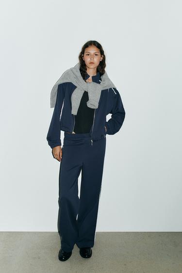 LACE DETAIL VOLUME SWEATSHIRT - Navy blue by Zara