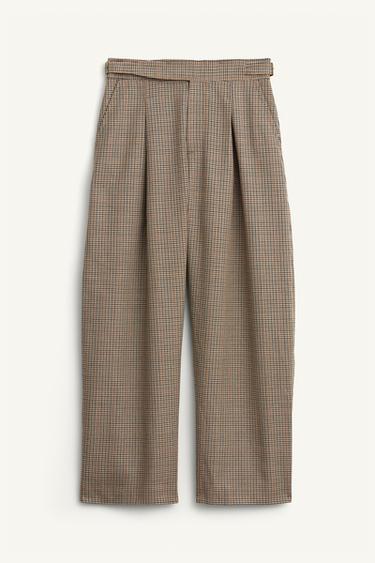 LIMITED EDITION CHECK WOOL SUIT TROUSERS - Brown by Zara