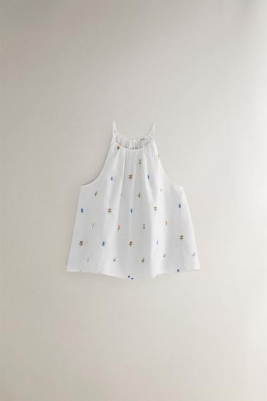 MINI FLORAL COTTON TOP - White by Zara