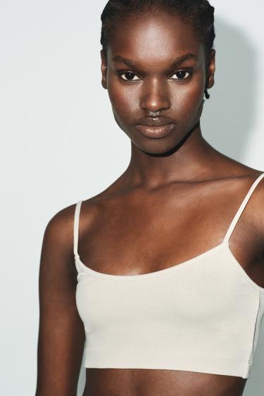 SEAMLESS CROP TOP - Beige by Zara