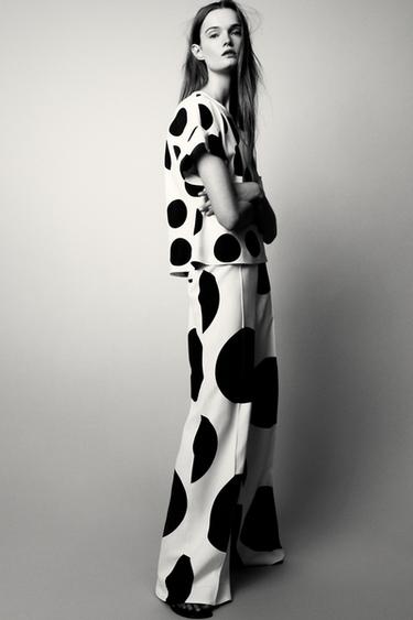 ZW COLLECTION POLKA DOT WIDE-LEG TROUSERS - Black / White by Zara - Image 0