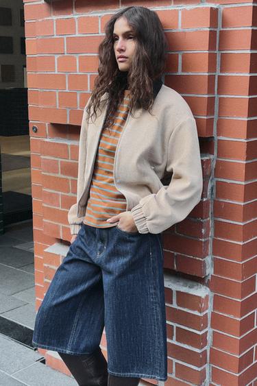 CONTRAST COLLAR CORDUROY JACKET - Beige by Zara