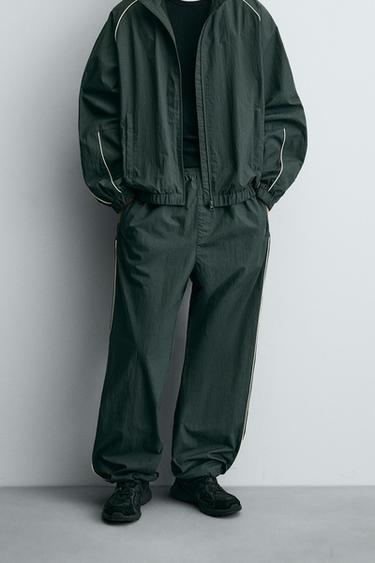 CONTRAST TECHNICAL JOGGER TROUSERS - Green by Zara