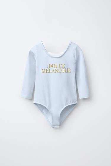 DOUBLE SLOGAN BODYSUIT - Blue by Zara - Image 0