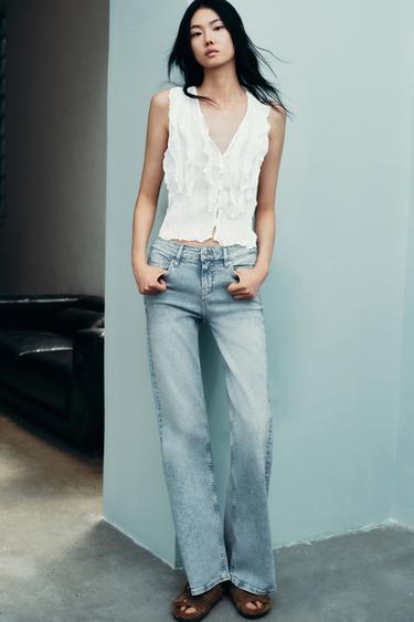 SEMI-SHEER RUFFLED TOP - White by Zara