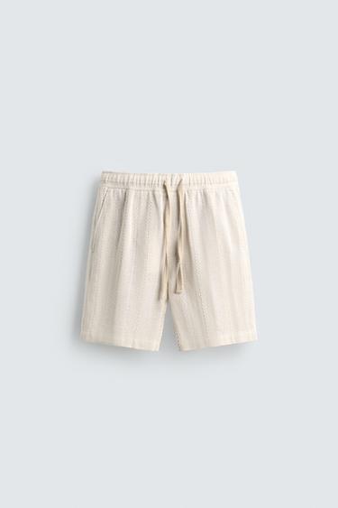 GEOMETRIC JACQUARD BERMUDA SHORTS - Ecru by Zara