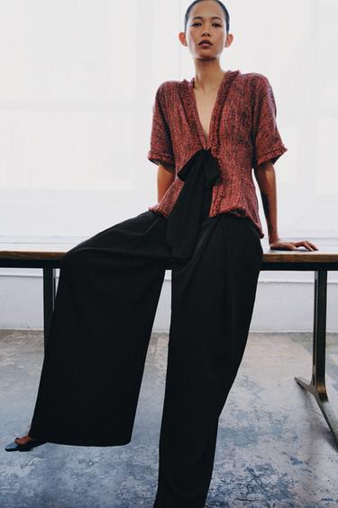 ZW COLLECTION FRAYED PEPLUM TOP - Orange by Zara