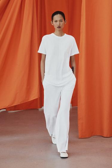 STRAIGHT-LEG COTTON TROUSERS - White by Zara
