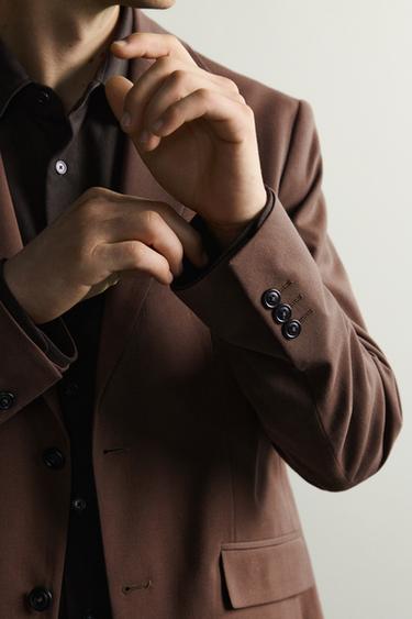 REGULAR FIT SUIT BLAZER - Brown by Zara