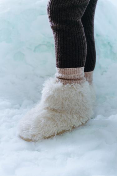 SNOW BOOTS WITH FAUX FUR - Ecru White by Zara