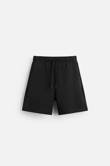 INTERLOCK TEXTURED BERMUDA SHORTS - Black by Zara
