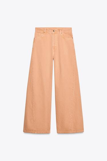 ZW COLLECTION WIDE-LEG HIGH-WAIST JEANS - Orange by Zara