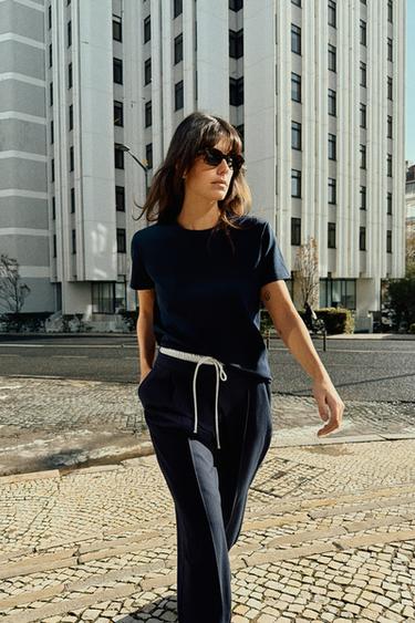 INTERLOCK SHORT SLEEVE T-SHIRT - Navy blue by Zara - Image 0