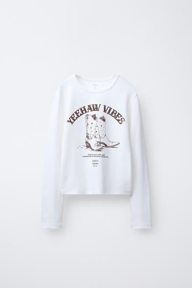 COWGIRL SLOGAN T-SHIRT - White by Zara