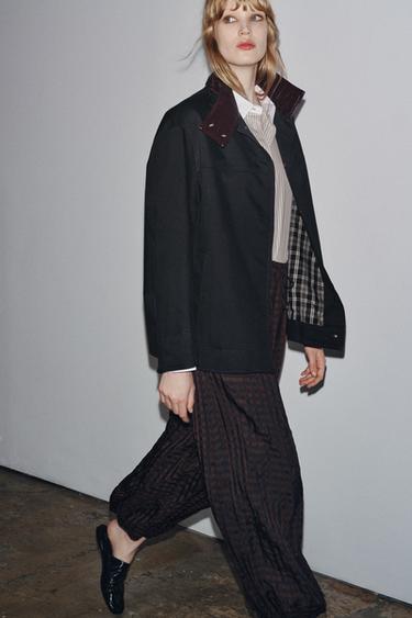 GINGHAM BLOOMER TROUSERS ZW COLLECTION - Dark burgundy by Zara