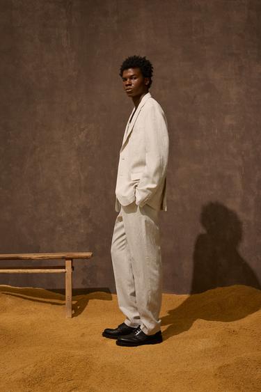 100% LINEN SUIT TROUSERS - Light beige by Zara