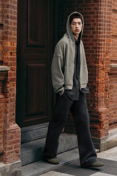 WASHED WAFFLE HOODIE - Light grey by Zara