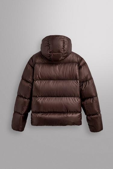 100% FEATHER SKI PUFFER JACKET - Burgundy by Zara