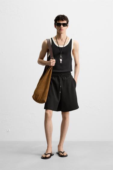 INTERLOCK TEXTURED BERMUDA SHORTS - Black by Zara - Image 0