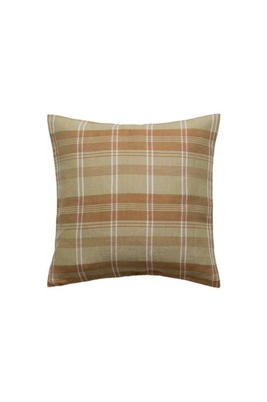 CHECK CUSHION COVER - Mid-green by Zara
