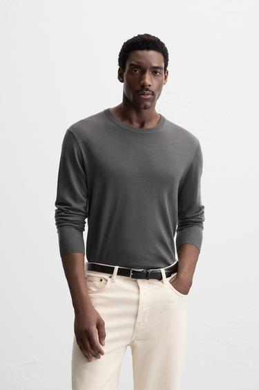 MERCERISED WOOL SWEATER - Grey by Zara