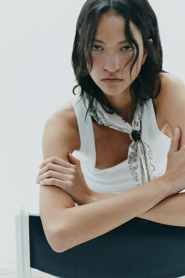 STONE COTTON PRINTED BANDANA - Ecru by Zara - Image 0
