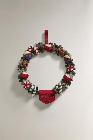 WOOL WREATH CHRISTMAS DECORATION - Multicoloured by Zara
