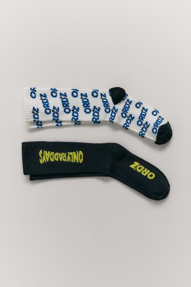 2-PACK OF LONG TEXT SOCKS - Blue by Zara
