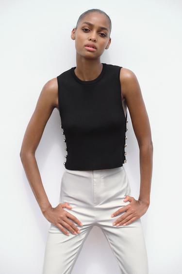 RIB KNIT TOP - Black by Zara