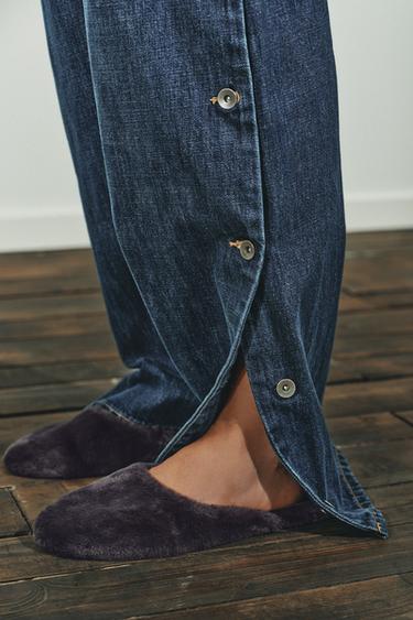 FAUX FUR MULES SLIPPERS - Purple by Zara