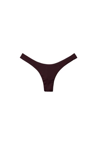 GATHERED BIKINI BOTTOMS - Brown by Zara