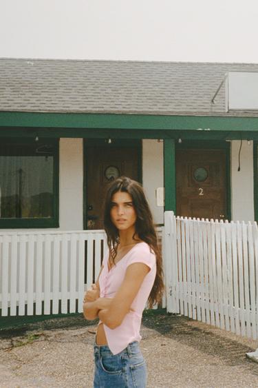 GATHERED KNIT TOP - Pink by Zara