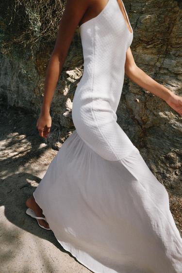 COMBINED KNIT HALTER DRESS - White by Zara