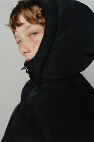 WATER-REPELLENT LABELLED PADDED COAT - Black by Zara