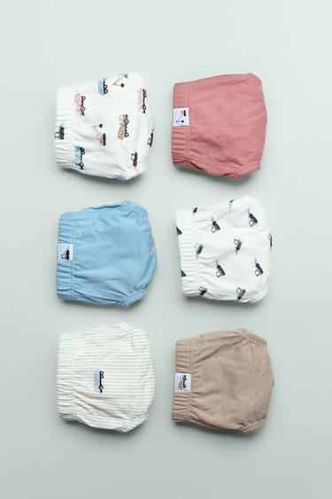 AGES 2-6/ 6-PACK OF CRANE PRINT BRIEFS - White by Zara