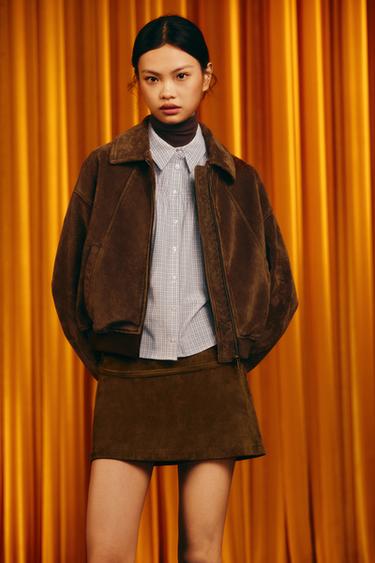 FAUX SUEDE JACKET - Dark tan by Zara