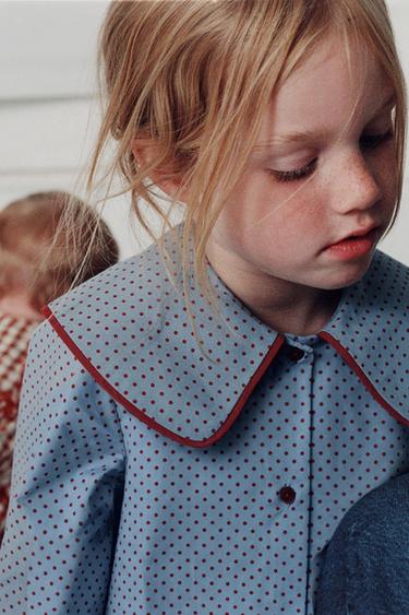 POLKA DOT PETER PAN COLLAR SHIRT - Mid-blue by Zara