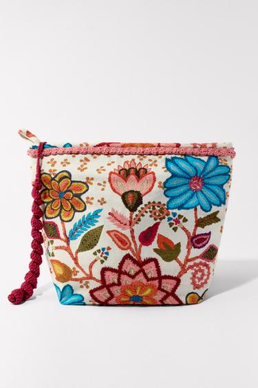 EMBROIDERED FLORAL PRINT TOILETRY BAG - Multicoloured by Zara
