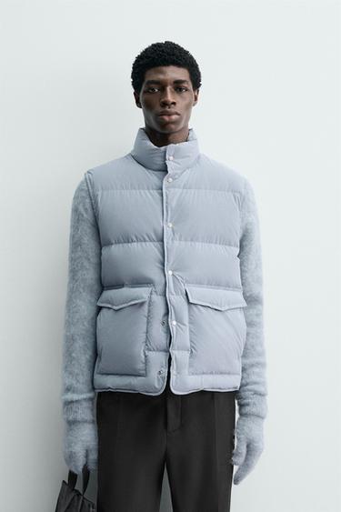 100% DOWN PUFFER GILET - Sky blue by Zara