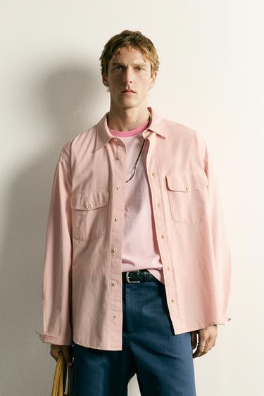 RELAXED FIT POCKET SHIRT - Light pink by Zara