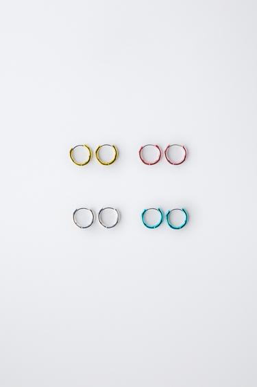 PACK OF FOUR HOOP EARRINGS - Multicoloured by Zara - Image 0