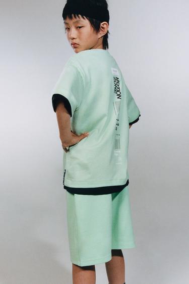 SPORTY T-SHIRT WITH TEXT LABEL - Mint by Zara