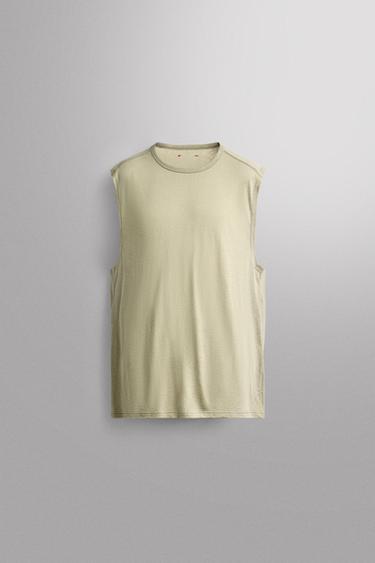 LIGHTWEIGHT LINEN-COTTON TANK TOP - washed green by Zara
