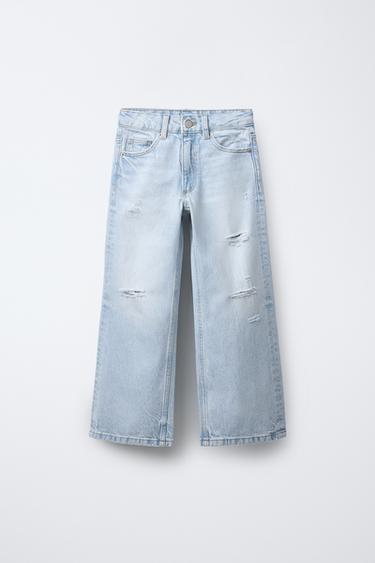 RIPPED WIDE LEG JEANS - Light blue by Zara - Image 0