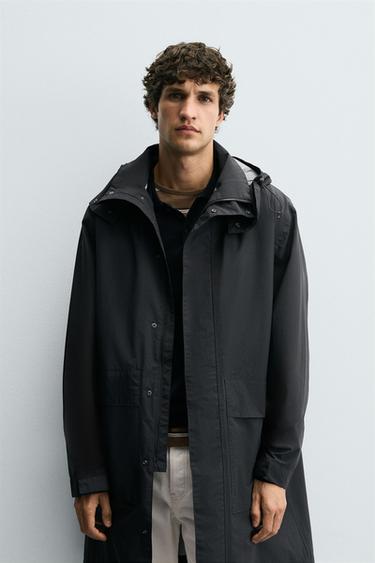 WATER-REPELLENT DETACHABLE TECHNICAL PARKA - Navy blue by Zara