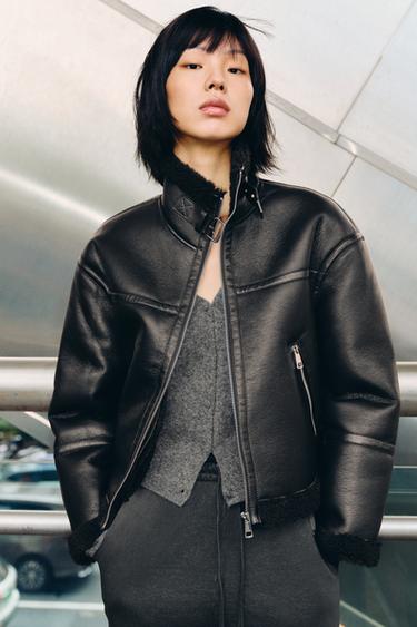 DOUBLE-FACED FAUX SHEARLING JACKET - Black by Zara