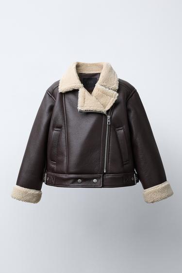 DOUBLE-FACED BIKER JACKET - Brown by Zara